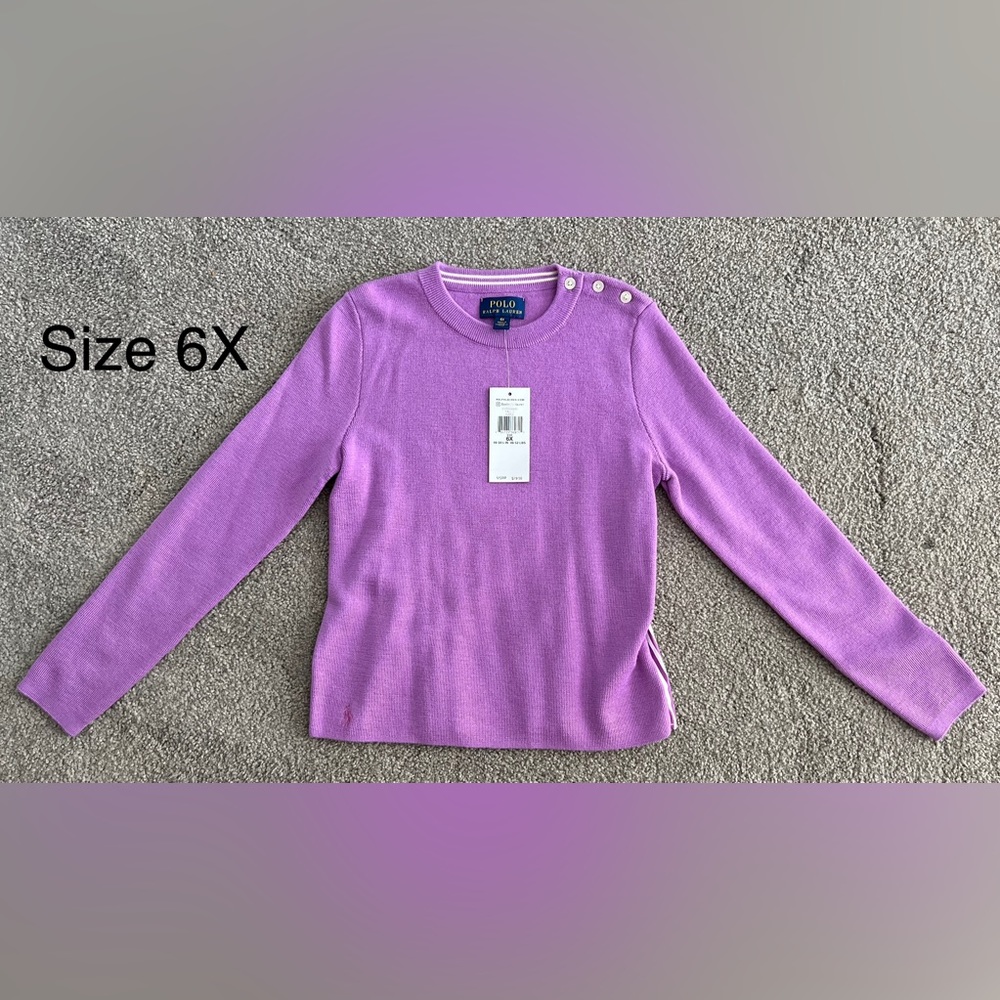 POLO Purple Cashmere Blend Sweater with striped back NWT